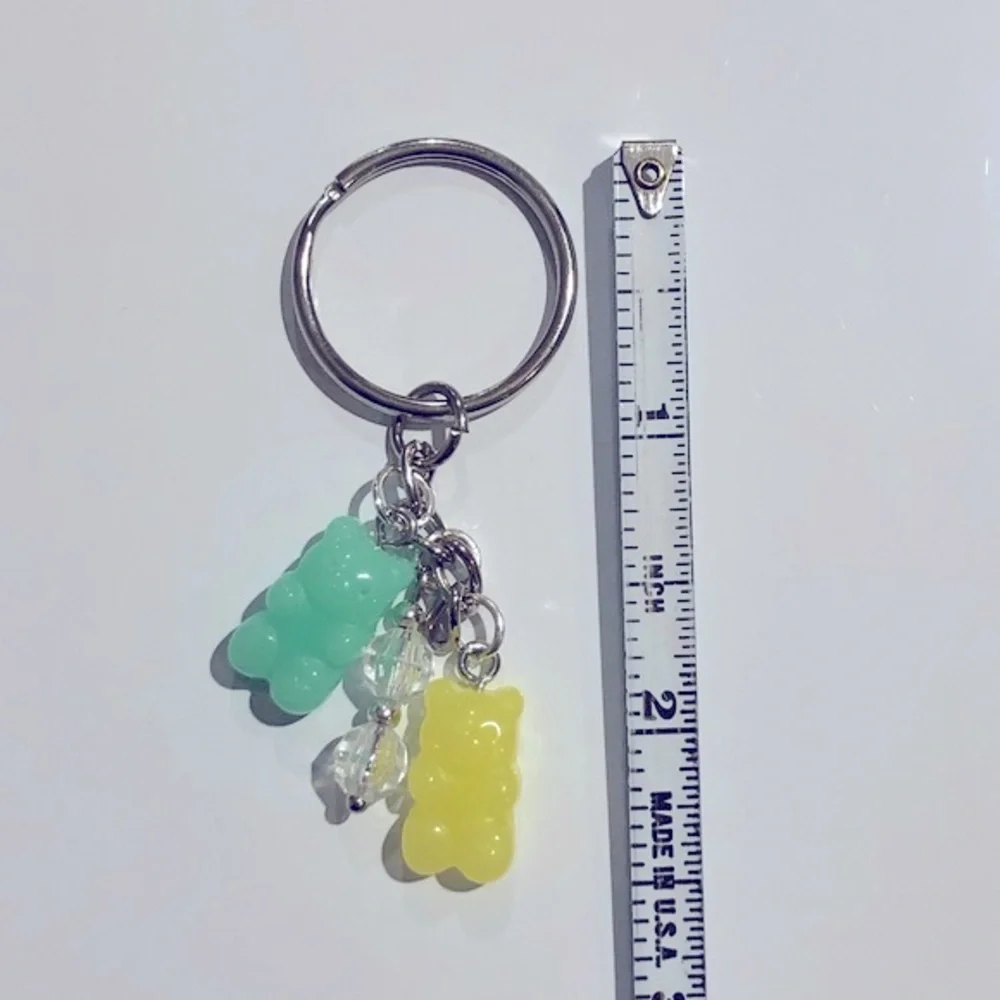 Pastel Green and Yellow Gummy Bear Keychain